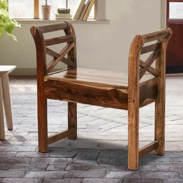 Zedde Wooden Dresser Stool | Wooden Bedroom Furniture | Sheesham Wood Furniture | Soni Art
