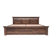 Checks Brown Color Solid Wood Bed - Image 8