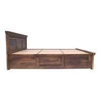 Checks Brown Color Solid Wood Bed - Image 3