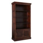 Jali Cutting Solid Wood Bookshelf | Solid Wood Bookshelf | Wooden Bookshelf | Bookshelf with Doors | Soni Art | Sheesham Wood Furniture