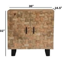 Brownton Checks Mango Wooden Bar Cabinet 30x16.5x32 Inches - Image 2