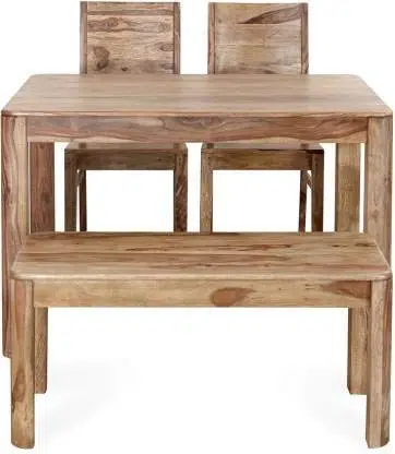 Minas Sheesham Dining Set 4 Seater | Wooden 4 Seater Dining Set | Dining Set with Bench | Sheesham Wood Dining Set | Soni Art