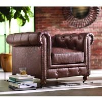Chesterfield Single Seater Leather Sofa - Image 4