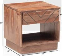 Sandy Solid Wood Bedside Table 15x15x16 Inches - Image 3
