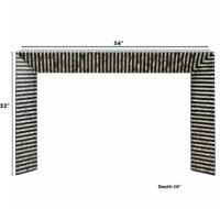 Bohemian Bone Inlay Console Table – Black Geometric Stripe Luxury Entryway Table - Image 3