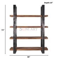 Avila Solid Wood and Wrought Iron Bookshelf - Image 2