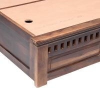 Checks Brown Color Solid Wood Bed - Image 12