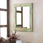 Yale Rustic Finish Wooden Mirror Frame With Mirror | Buy Wooden Mirror Frame Online | Wooden Mirror Frame for Living Room | Soni Art