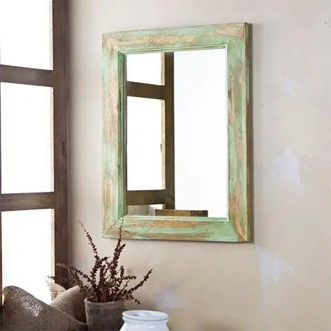 Yale Rustic Finish Wooden Mirror Frame With Mirror | Buy Wooden Mirror Frame Online | Wooden Mirror Frame for Living Room | Soni Art