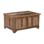 Nevis Reclaimed Wood Coffee Table Trunk Storage 34.5 | Wooden Coffee Table with Storage | Buy Wooden Trunk Online | Wooden Blanket Box | Vintage Wooden Trunk | Soni Art