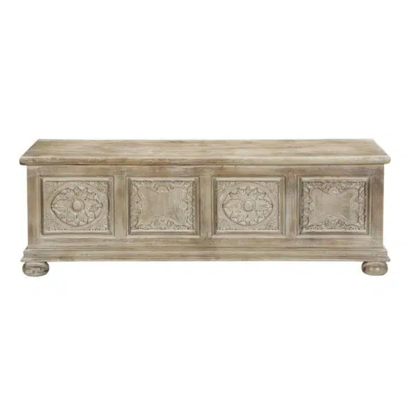 Seattle Solid Wood Hand Carved Trunk Box 60" | Buy Wooden Trunk Online | Blanket Box | Carved Furniture Online in India | Buy Wooden Blanket Box for Storage | Soni Art