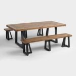 Essen Wooden and Iron Dining Table With 2 Benches | Industrial Dining Table | Dining Table Set | Mango Wood Furniture | Soni Art
