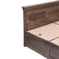 Checks Brown Color Solid Wood Bed - Image 11
