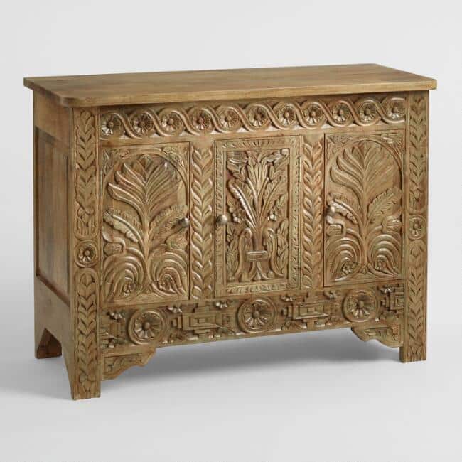 Selby Wooden Carved Colonial Design Sideboard | Buy Wooden Carved Furniture Online at Best Prices in India | Bedroom Storage Furniture | Wooden Sideboard Cabinets Online in India | Soni Art
