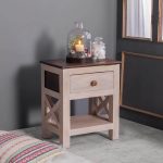 Frexo Wooden White Bedside Table Nightstand 16x15x18" Set of Two | Buy Wooden Bedside Table Online | Solid Wood Nightstand | Bedside Table with Drawer | Soni Art
