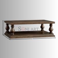 Mevik Carved Brown Color Coffee Table - Image 7
