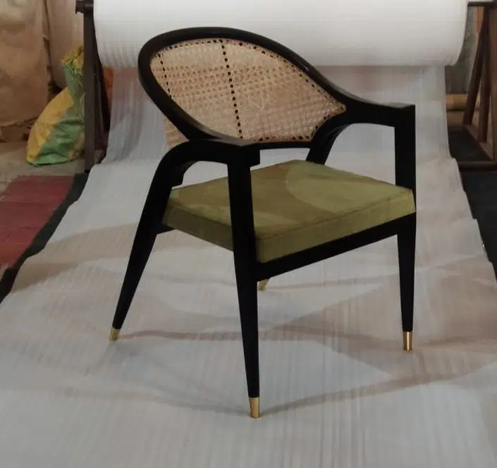 Orland Sheesham Wood Canning/Rattan Cushion Accent Chair | Cane Accent Chairs | Wooden Accent Chairs | Accent Chair for Living Room | Soni Art
