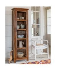 Varena Solid Wood Bookshelf 22x16x70 inch | Solid Wood Bookshelf with Glass Door | Wooden Bookshelf | Soni Art