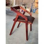 Dark Red Mahogany Armchair With Cushion Set Of 2 | Wooden Accent Chair | Wooden Dining Chair | Soni Art