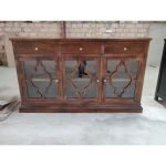 Brown Mango Solid Wood Buffet Unit With 3 Drawer | Solid Wood Sideboard | Wooden cabinet Sideboard | Wooden Buffet Units | Soni Art