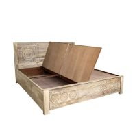 Glasgow Solid Mango Wood Hand Carved Bed - Image 11