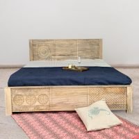 Glasgow Solid Mango Wood Hand Carved Bed - Image 5