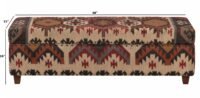 Artisan Print Kilim Upholstered Wooden Storage Ottoman Bench - Image 3