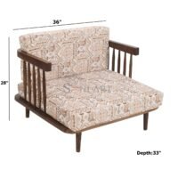 Bayad Comfy Low Height Printed Fabric Solid Wood Accent Carved Chair - Image 3