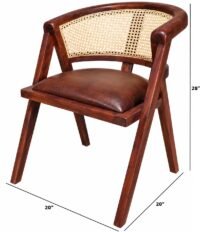 London Cane Rattan Wooden Chair with Cushion Set of 2 - Image 2