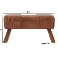 Horse Leatherette Bench 34 Inch - Image 3