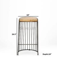 Marisol Wood and Iron Bar & Counter Stool Kitchen Counter Stool Industrial Design - Image 3