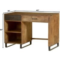 Venta Industrial Solid Mango Wood Writing Desk 43x26x32 Inches - Image 3