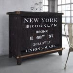 New York Bronx Printed Bar Cabinet 45x17x43.5 inch | Solid Wood Home Bar Unit | Soni Art