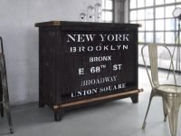 New York Bronx Printed Bar Cabinet 45x17x43.5 inch | Solid Wood Home Bar Unit | Soni Art