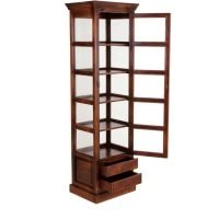 Ireby Solid Wood Cabinet | Glass Door Cabinet | Tall Cabinet | Wooden Bookshelf | Soni Art