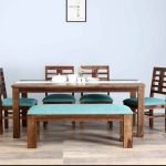 Komoka Wooden Dining Set | 6-Seater Wooden Dining Set | Wooden Dining Table | Dining Set with bench | Dining Room Furniture | Soni Art