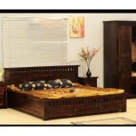 Checks Brown Color Solid Wood Bed | Wooden Double Bed | Sheesham Wood Bed | Wooden Double Beds | Soni Art