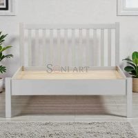 Sandy Mango Wood Diamond White Double Bed 46x17x16 inch