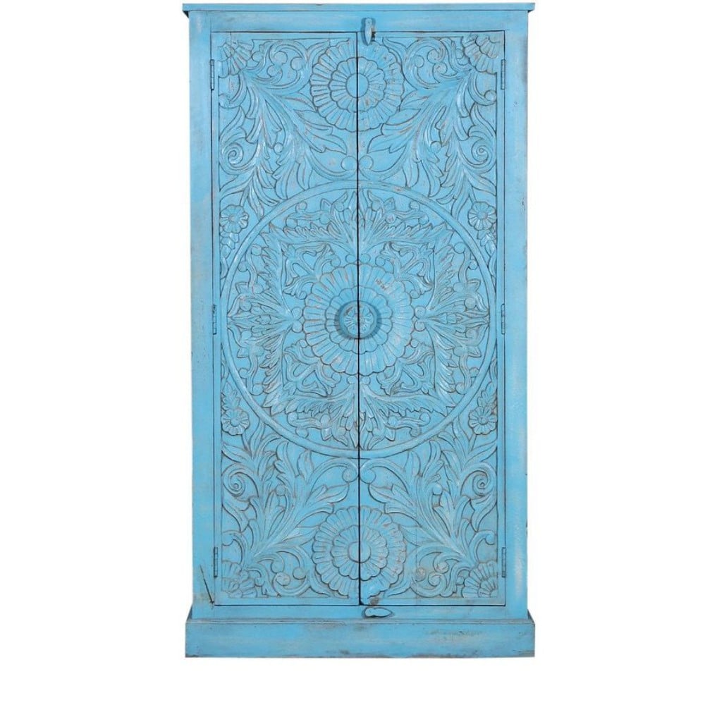 Sydney Rustic Solid Wood Wardrobe | Buy Wooden Carved Wardrobes Online at Best Prices in India | Best Wooden Bedroom Storage Furniture Online in India | Soni Art