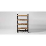 Soni Art Exports Brown & Black Color Solid Wood And Iron Book Shelf 35x16x60 inch | Solid Wood Bookshelf Online in India | Wooden Bookshelf Online | Soni Art