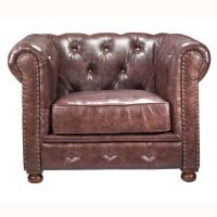 Chesterfield Single Seater Leather Sofa - Image 2