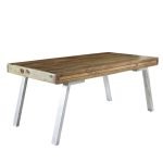 Perls Wooden Dining Table with Metal Base | Industrial Table | Wooden Dining Table | Soni Art