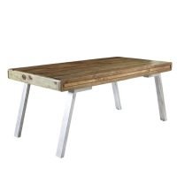 Perls Wooden Dining Table with Metal Base | Industrial Table | Wooden Dining Table | Soni Art