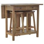 Ziria Bar Table with Stool | Bar Furniture made of Mango Wood | Wooden Bar Furniture for Home | Bar Table & Stools | Wooden Bar Table | Bar Table with Storage | Soni Art | Mango Wood Furniture