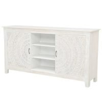 Clovis Wooden Carved TV Console - Image 7