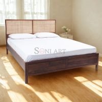 Fazana Sheesham Wood Cane Bedroom Bed