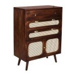 Fazana Wooden Storage Chest of Drawer 48 inch | Solid Wood Chest of Drawers | Wooden Storage Furniture | Rattan Cabinet | Cane Chest of Drawers | Soni Art