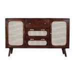Fazana Sheesham Wood Cane Sideboard 60 Inches | Rattan With Drawers | Cabinet Sideboard with Drawers | Sheesham Wood Sideboard | Solid Wood Sideboard