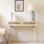 Klen Cane Wooden Console | Entryway Console | Solid Wood Console | Wooden Console | Rattan Console with Drawers | Soni Art