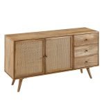 Weisel Mango Wood Cane Sideboard 55x15.7x29.5 Inch | Mango Wood Sideboard | Rattan Cabinet Sideboard | Cane Sideboard | Sideboard with Drawers | Soni Art